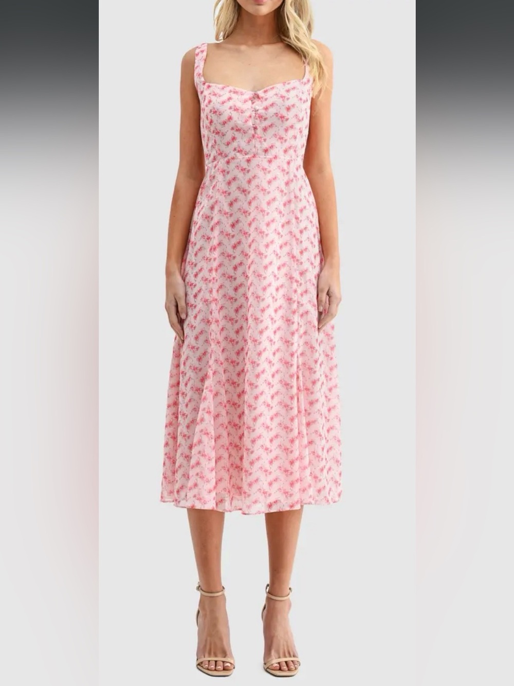 NWOT Lush - pink floral fit and flare midi dress Nordstrom